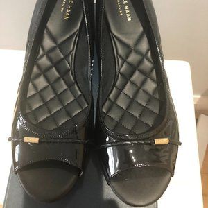 Cole Haan SIze 10 NIB Black Patent Peep Toe Shoes